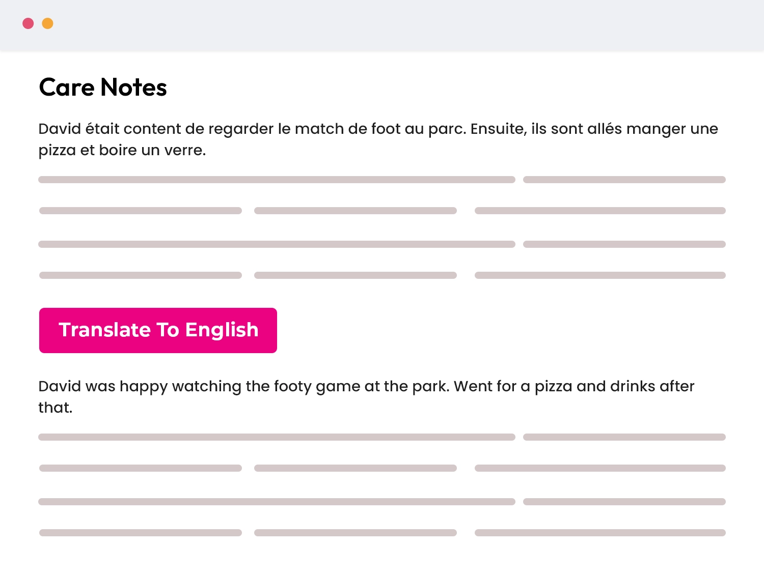 Conversations into Care Notes